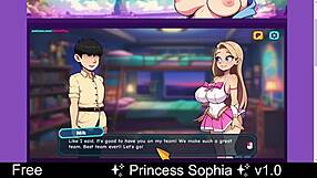 Adult cartoon with princess Sophia in a dating sim