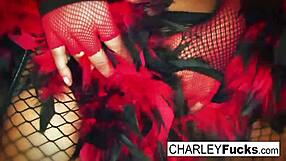 Charley Chase in sexy lingerie and stockings, big tits solo play