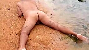 Hot Latina shemale Ladysilva goes wild on the beach