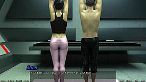 Hot yoga with a brunette MILF in the future in a cartoon video
