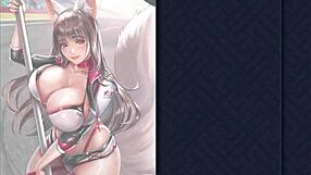 Beautiful woman with big breast in a racing game, a kinky fetish