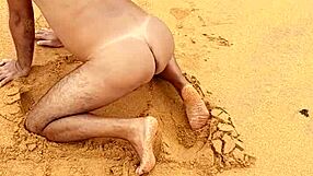 Public solo pleasure from a shemale prostitute on the beach