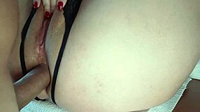 Close up anal sex with wife on the table
