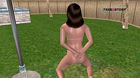 3D animated hentai of a girl masturbating with a carrot
