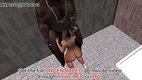 3d gorgeous pigtail girl with bbc in shower scene