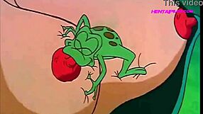 Hairy pussy babe gets wet in animated threesome