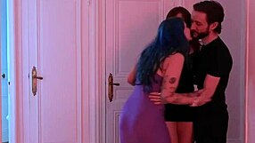 French amateurs try out threesome with hot girls kissing