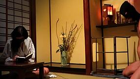 A wife dominates her submissive husband in a BDSM scene