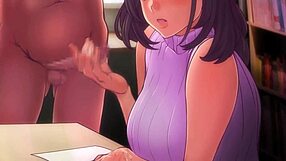 This is a cartoon porn with an anime cumshot and a handjob punishment