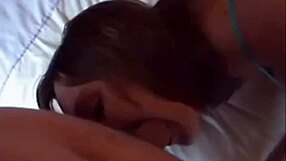 British MILF with big boobs gets a facial and licks the cum dribble from her lips