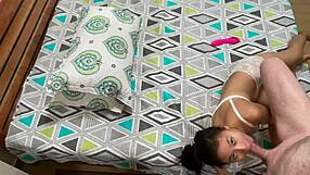 Asian teen's naughty solo session with old man's big cock