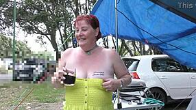 Dirty kiwi MILF gets wild in public holiday park