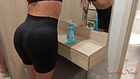 Hot Latina cleaning woman works naked and sucks cock