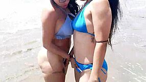 Wet and wild threesome with girls and guys