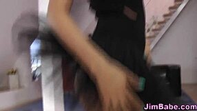 Young European girl, ballerina gives great blow job to older man