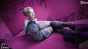 Goth punk's intimate solo session with butt play