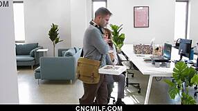 Hot office action with cncmilf and her coworkers