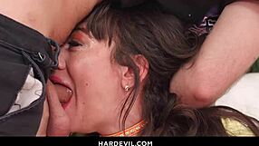 Sasha Pearl, the submissive brunette gets a rough and sloppy cock fucking