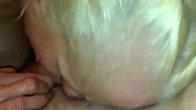big ass milf step mom teases by sucking cock and licking balls, then switches to deepthroat with her huge tits out