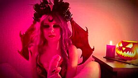 Halloween sex with demon girl in rough homemade action