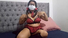 British student shows off her creamy pussy with milk inside
