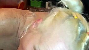big ass milf step mom teases by sucking cock and licking balls, then switches to deepthroat with her huge tits out