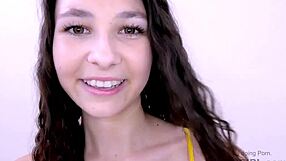 Teen Sweetie with Curly Hair Gets Her Tight Petite Pussy Pounded Hard During a Raw Audition Scene.