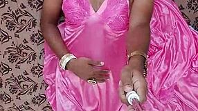Beautiful Indian beauty Lara Dsouza in hot scene in pink satin nightie