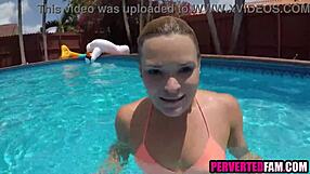 Poolside tryst with the mother-in-law leads to steamy sex