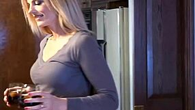 Blue-eyed blonde gives a good blowjob and fuck on the desk