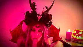 Halloween sex with demon girl in rough homemade action