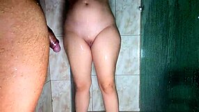 Big ass housewife gets anal fingering in the shower