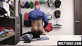 hot milf lisey sweet caught stealing lingerie from storefront display