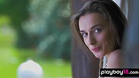 Petite Ukrainian teen Gloria Sol undresses outdoor sensually