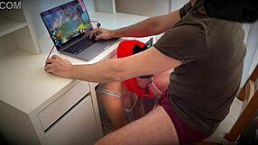 I was playing Dota 2 when my ginger girl gave me a blowjob