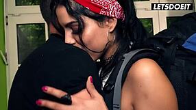 Hot hostel action with horny Latina teen and cunilingus