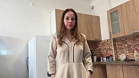 A hot stepmother walk without panties, tempting stepson