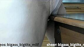 A hot chick masturbates directly on the dining table