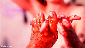 Making her feel the thrill of messy feet action