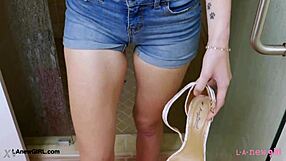 tall skinny model indulges in a sensual bath after a steamy photoshoot session