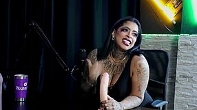 Morena shows her blowjob skills with playful toys