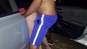 A married woman entered the car in the middle of the jungle for fun