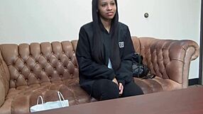 Liyah Rose, skinny ebony babe, shocks in hardcore casting interview.