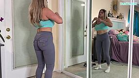 This sexy milf, TabithaXXX, tries on tight gym workout clothes in a steamy haul. It’s all safe for work!