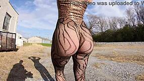 Thong Bodysuit Flashing - Dare to Watch Her Strut the Docks?