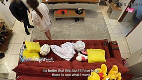Hot wife Thay Ksada lets delivery man fuck her on sofa at home