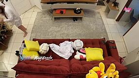 Hot wife Thay Ksada lets delivery man fuck her on sofa at home