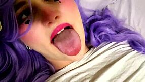 ahegao slut tied up gets teased by big cock