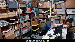 Catarina Petrov sits nervously in backroom LP office for shopliftersex punishment