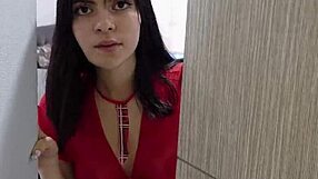 my neighbor helps me after i'm away from home. she welcomes me in her sexy uniform for a wild ride.